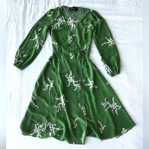 Floral Green Wrap Dress